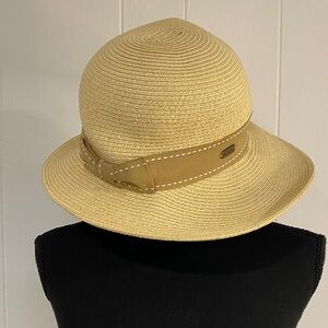 Sun N Sand Straw Hat | Tan Wide Brim Woven Fedora | Adjustable Band | One Size